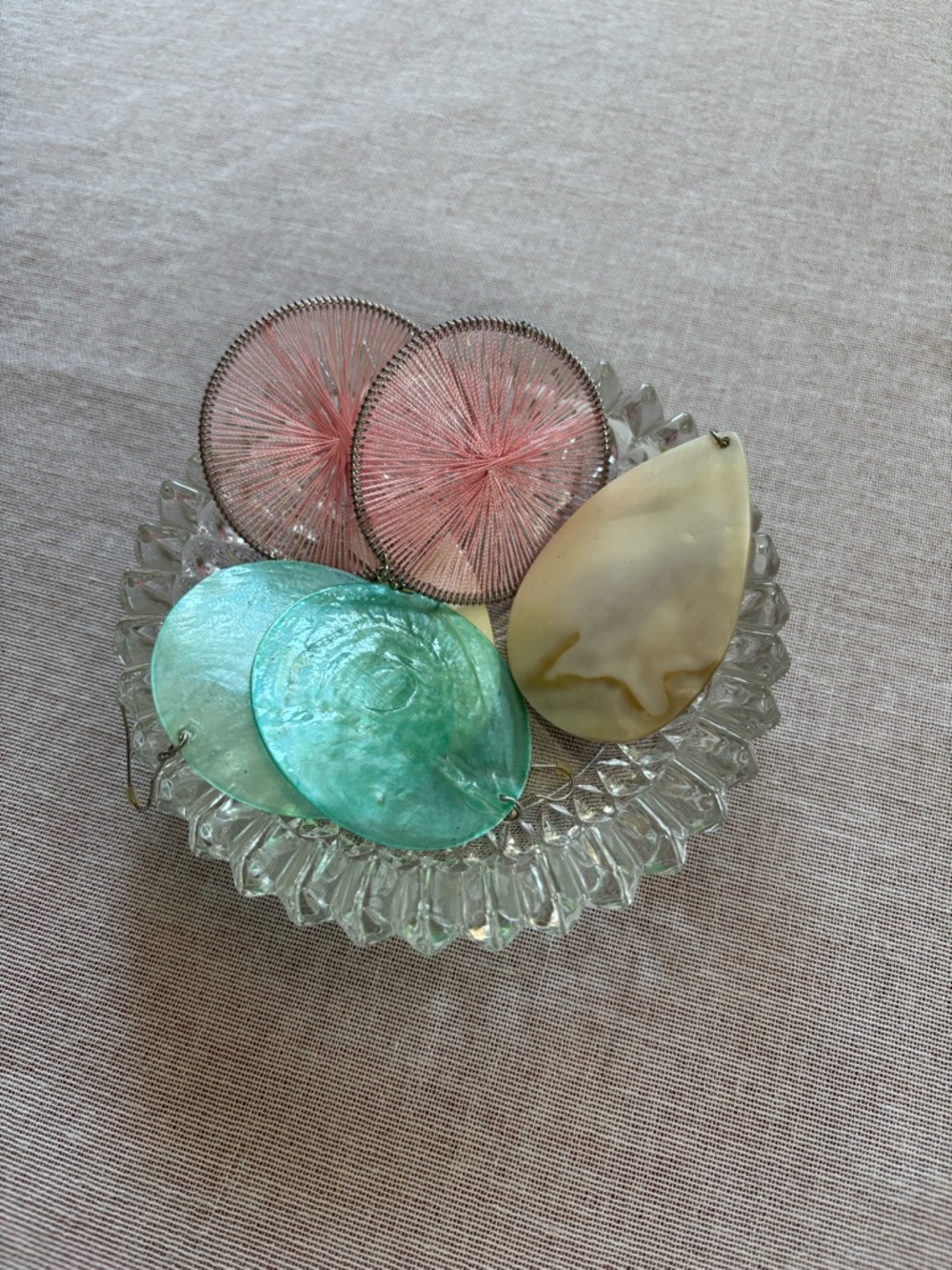 Set of three big colorful chunky earrings. - Picture 2 of 6